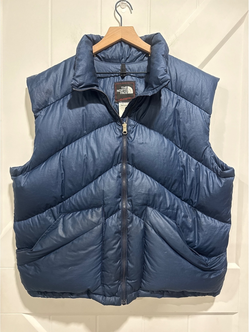 VINTAGE The North Face Extreme Down Puffer Vest XL Blue, Made in USA